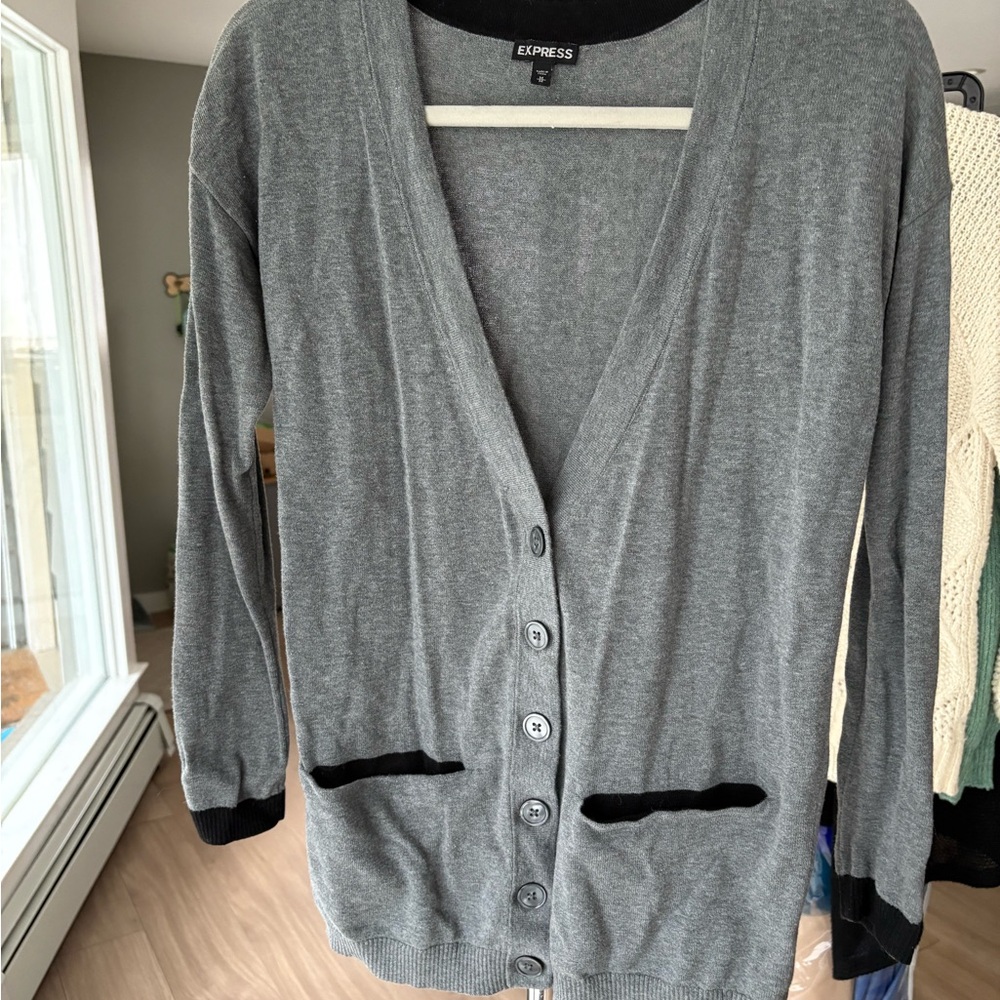 Express Women's Gray Cardigan Sweater